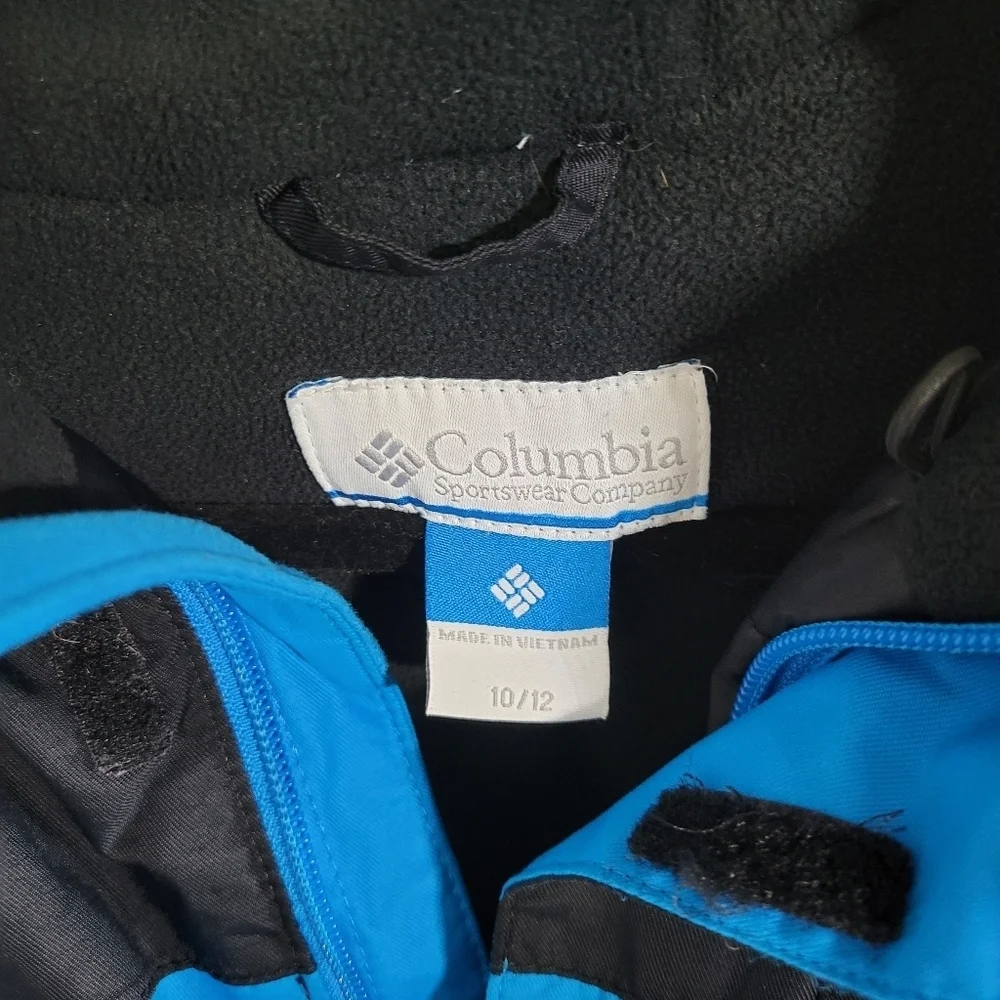Boy's Columbia Omni-Tech Black and Blue Jacket w Orange Highlights, Size M 10-12